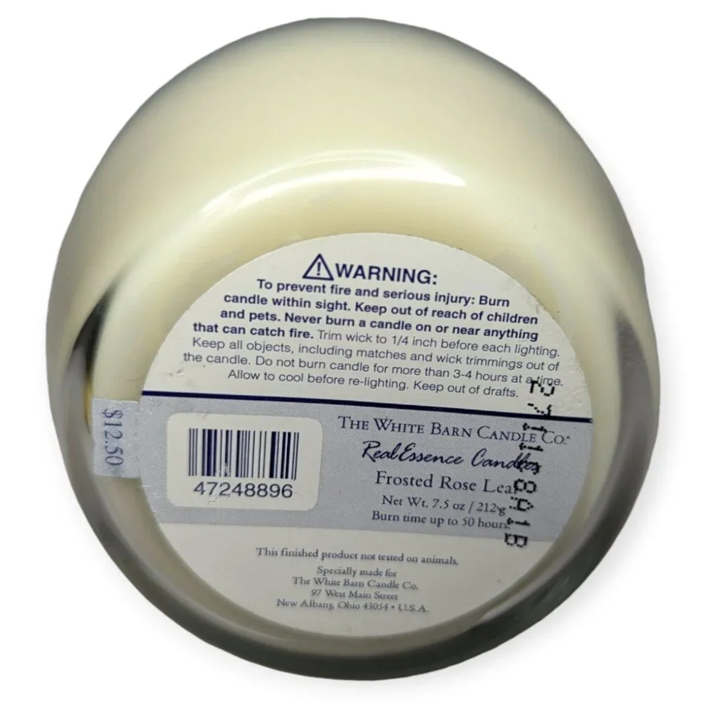 White Barn Candle Co Frosted Rose Leaf Jar Candle 7.5 oz New
